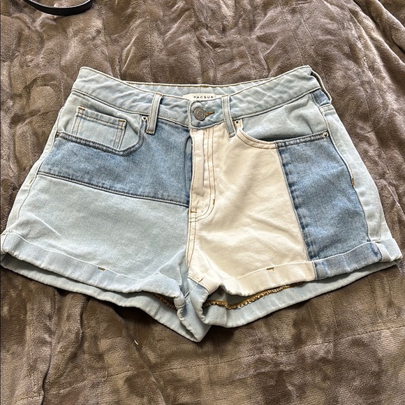 PacSun Pants - PacSun Blue and Cream Jean Shorts with patchwork Design